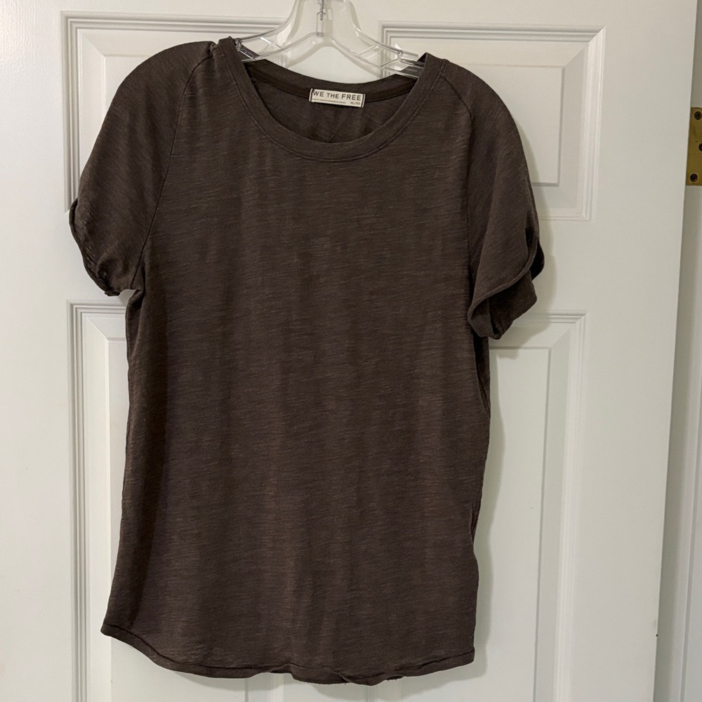 Free People Short Sleeve Crew Tee in Brown